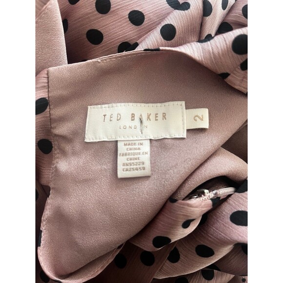 Ted Baker London Nilia dress polka dot tiered midi blush pink black puff sleeve - Picture 9 of 9